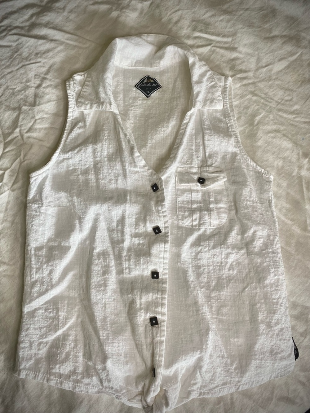 Blanc du Nil White Cotton Textured Button-Up Shirt - Picture 3 of 6